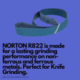 50x1830mm 2"x72" NORTON R822 Zirconia Knife Grinding Sanding Belts - 40-120 Grit (Pack of 6)